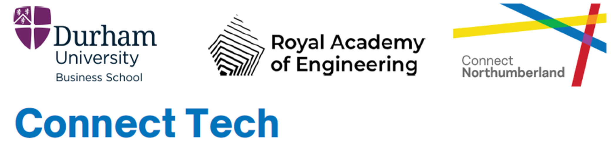 Logos for Durham University, Royal academy of engineering, and Connect Northumberland.