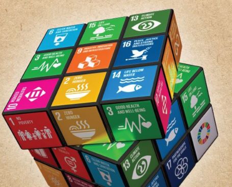 Image of Rubik's cube with United Nations sustainable development goal icons on each side