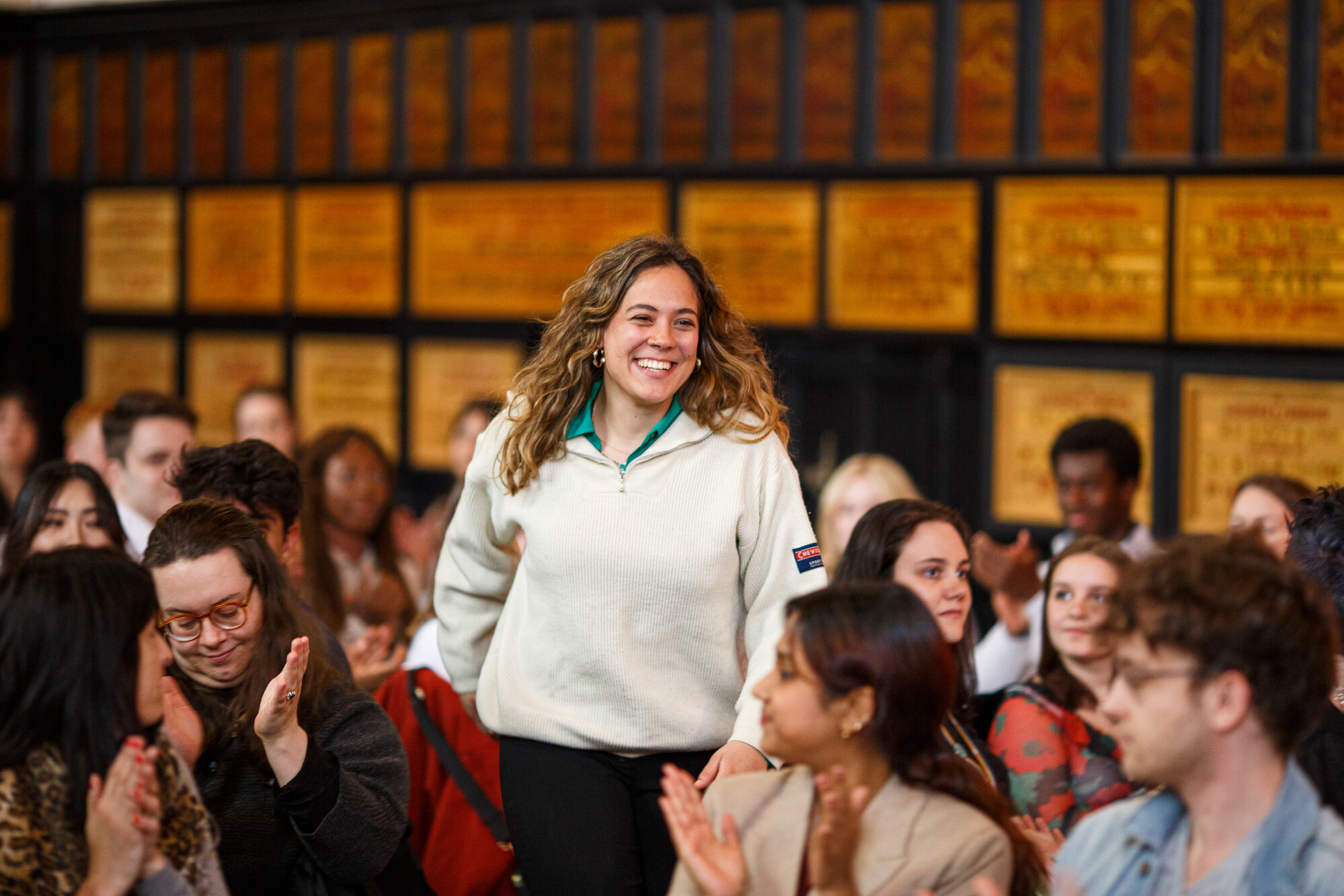 A student smiles while attending the 2023 SEOTY Awards (Student of the year awards)