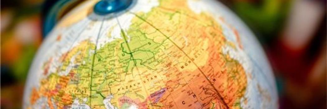 A close up of a globe of the world.