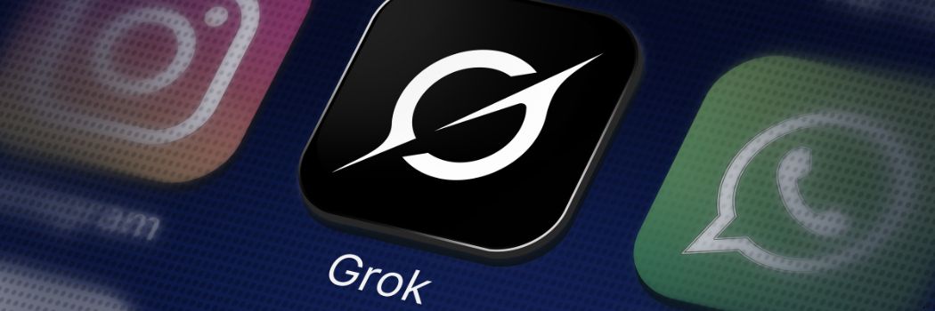 A close up of the Grok AI app symbol on a mobile phone home screen.