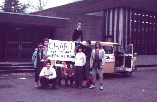 Collingwood students holding a banner