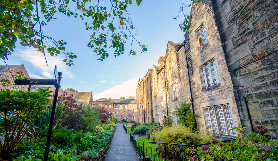 The path to kitchen stairs on the college grounds