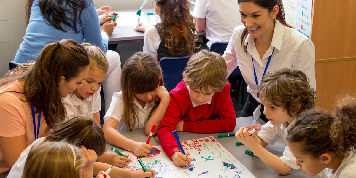 Teacher with School Children