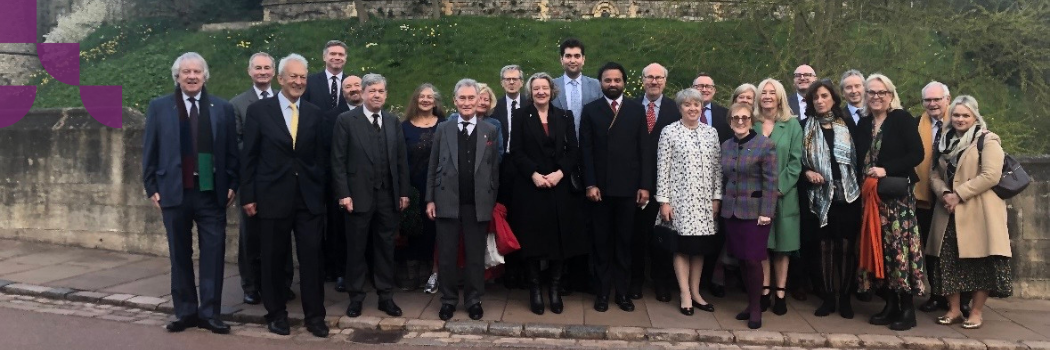 Guests gathered in front of the Norman Tower at Windsor Castle