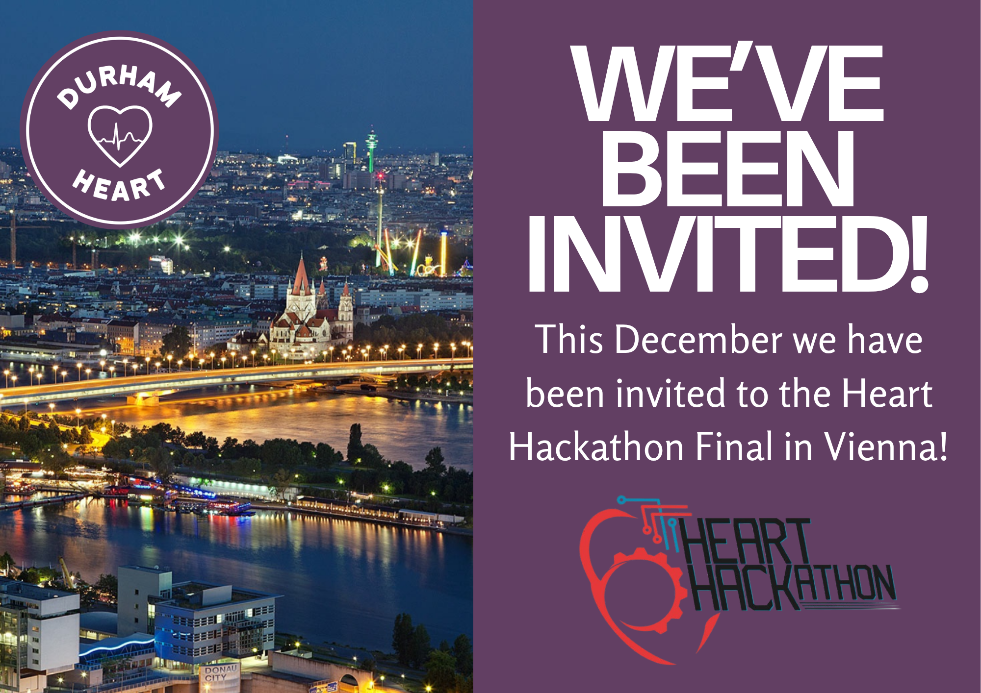 Durham Heart invite to Heart Hackathon showing image of Vienna