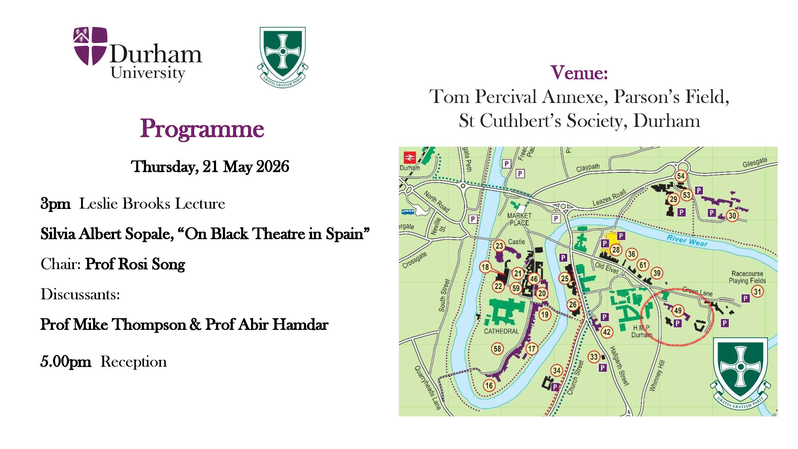 Leslie Brooks Lecture 2026 - Silvia Albert Sopale PROGRAMME