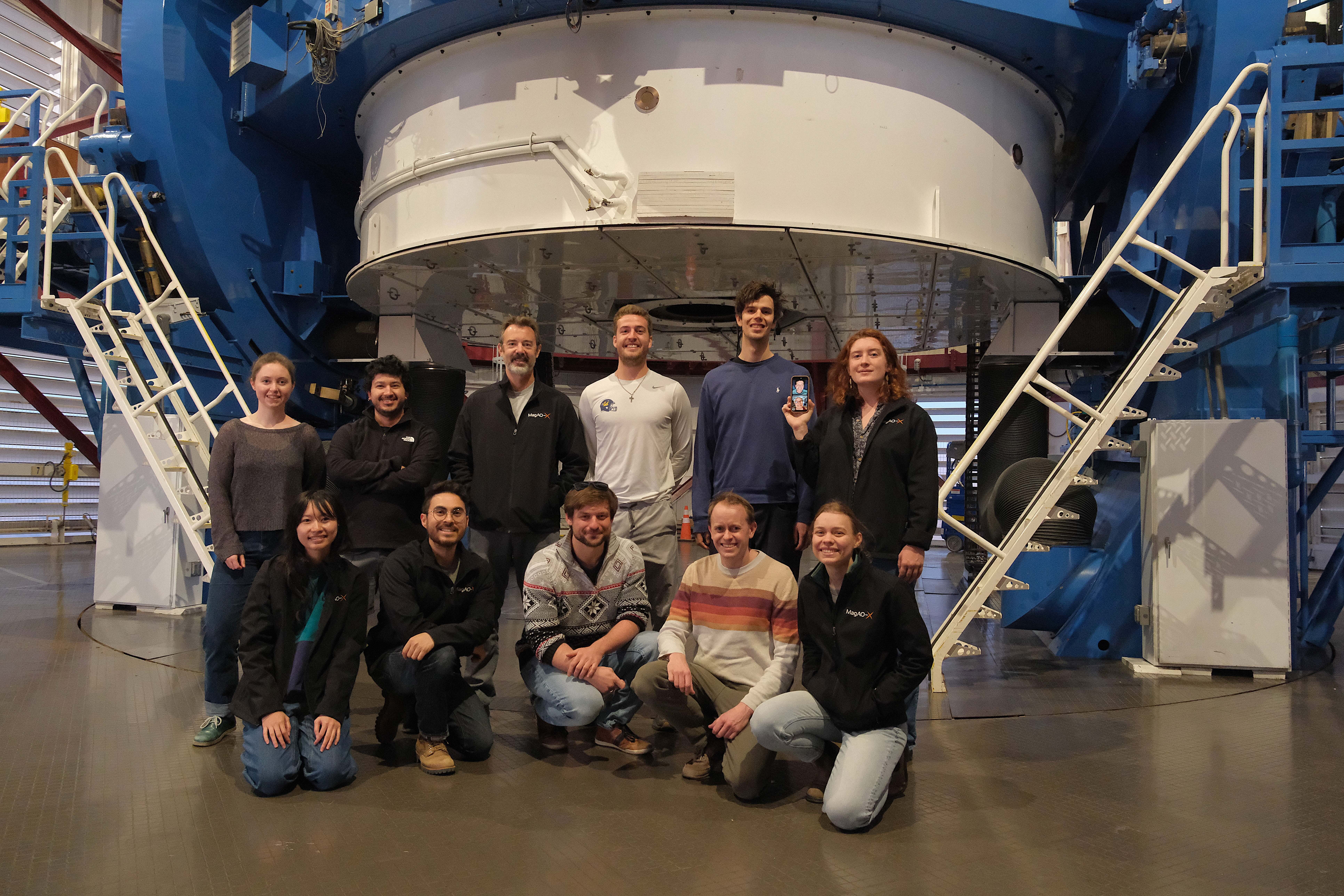 The MagAO-X team run tests on the telescope