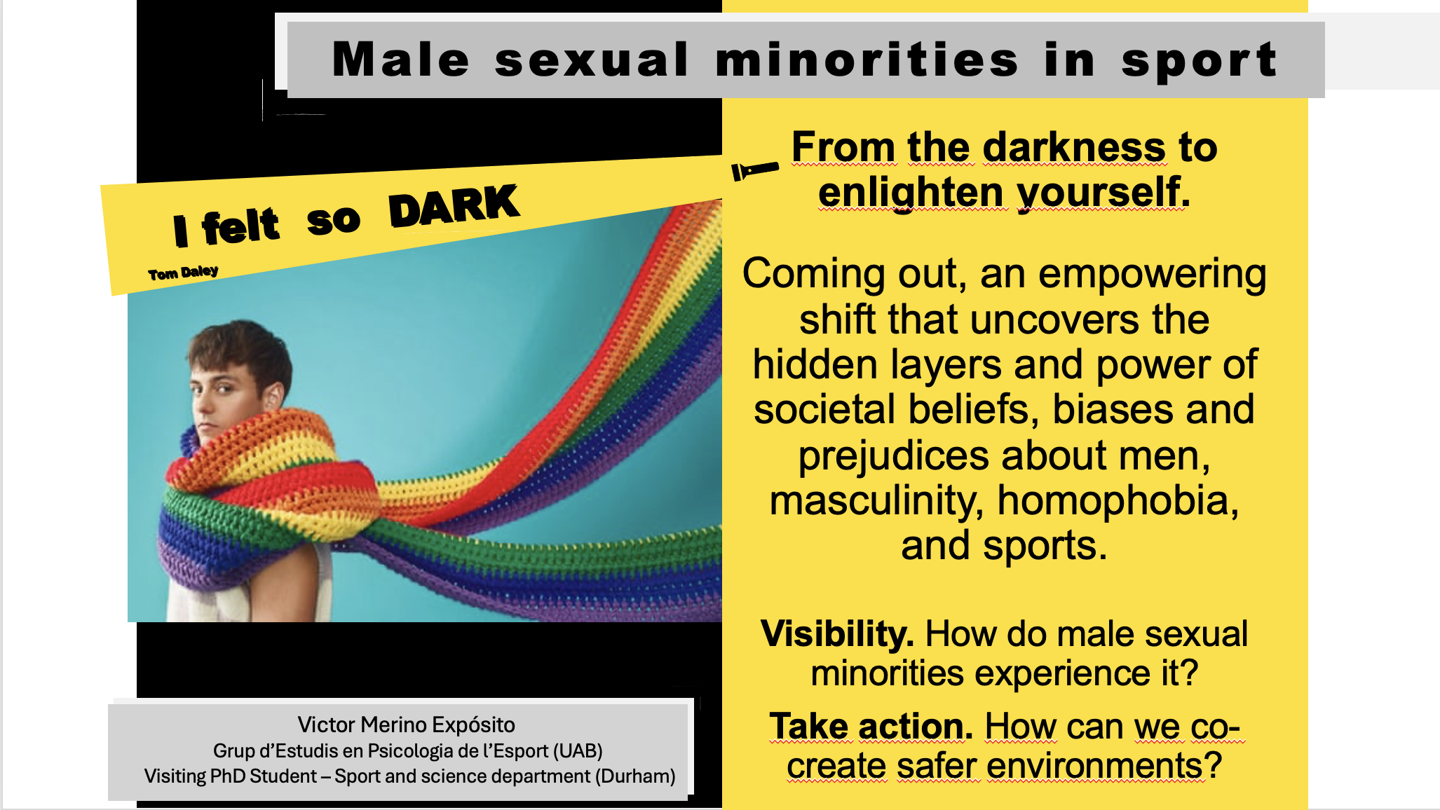 Victor Merino Exposito's entry to the Picturing Research Event about male sexual minorities in sport