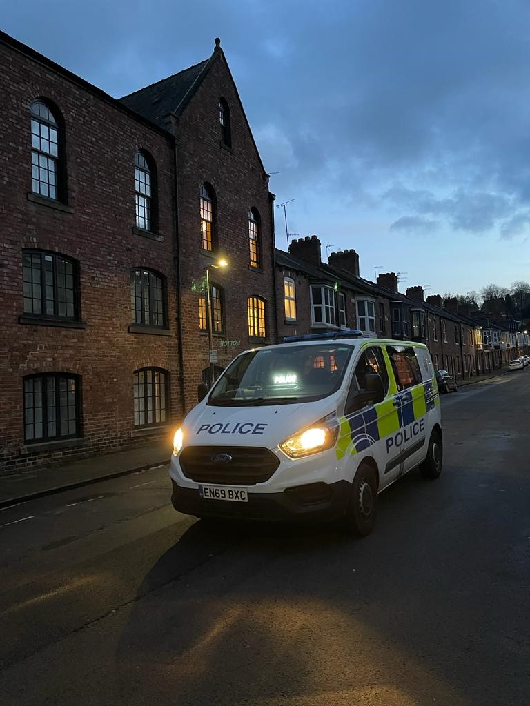 police van in the street