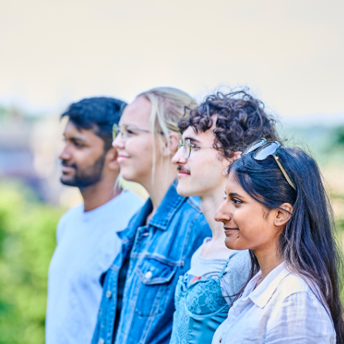 Students standing in a row