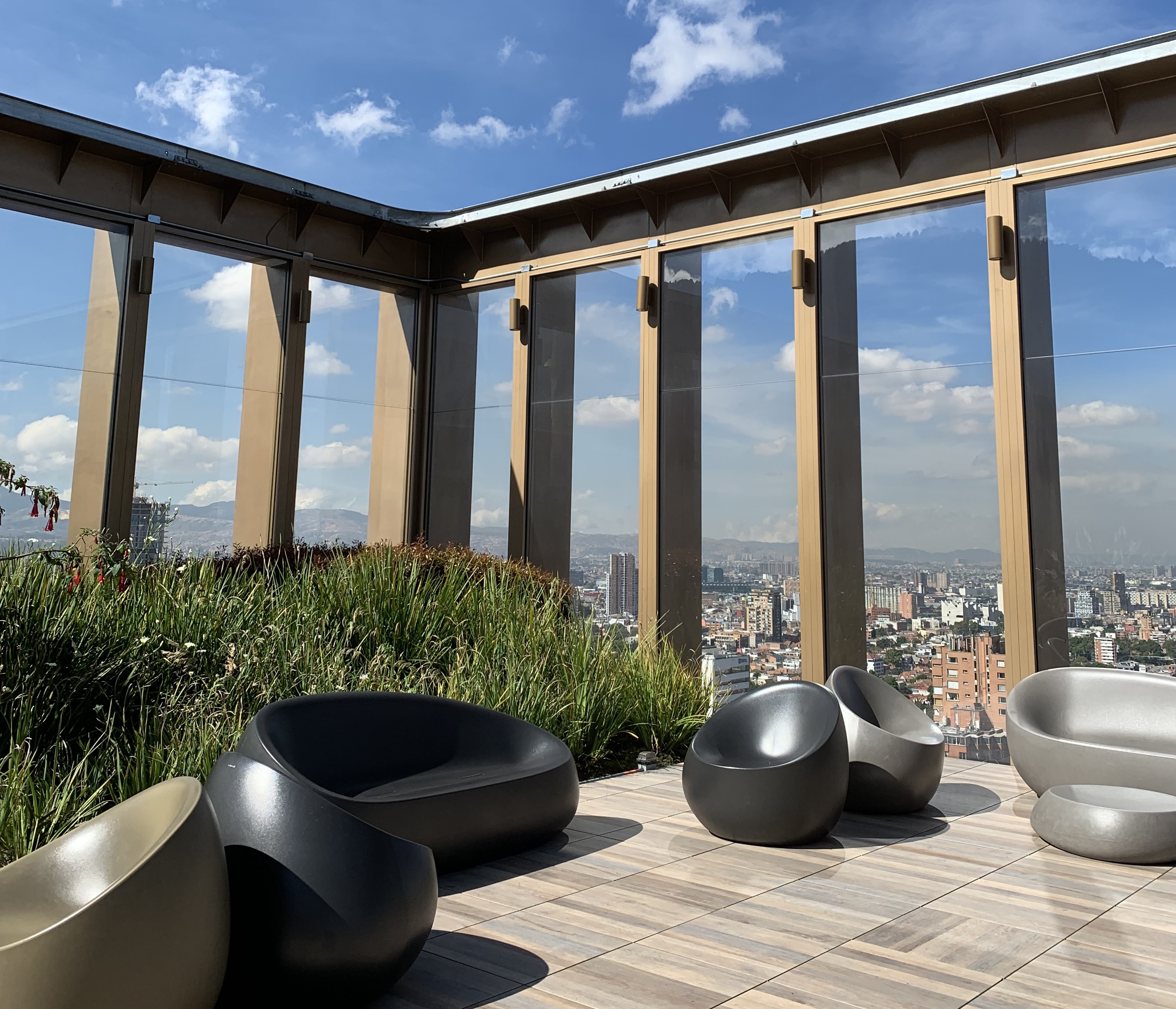 A courtyard looking out over Bogota