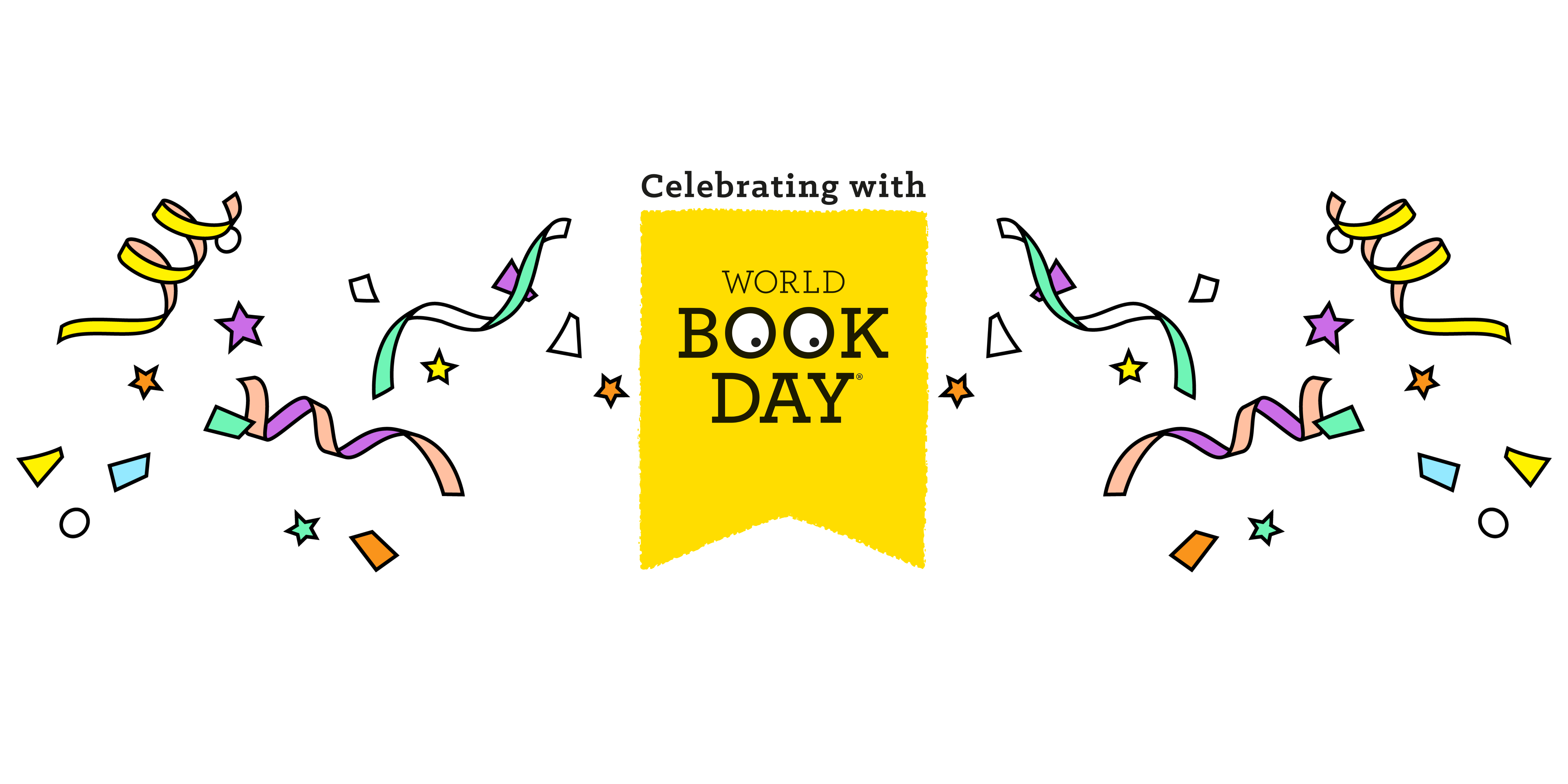 World Book Day graphic with confetti