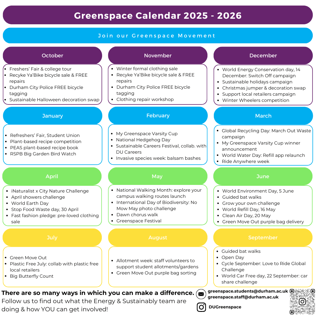 Greenspace calendar 2025-2026