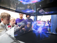 Two boys looking at an experiment