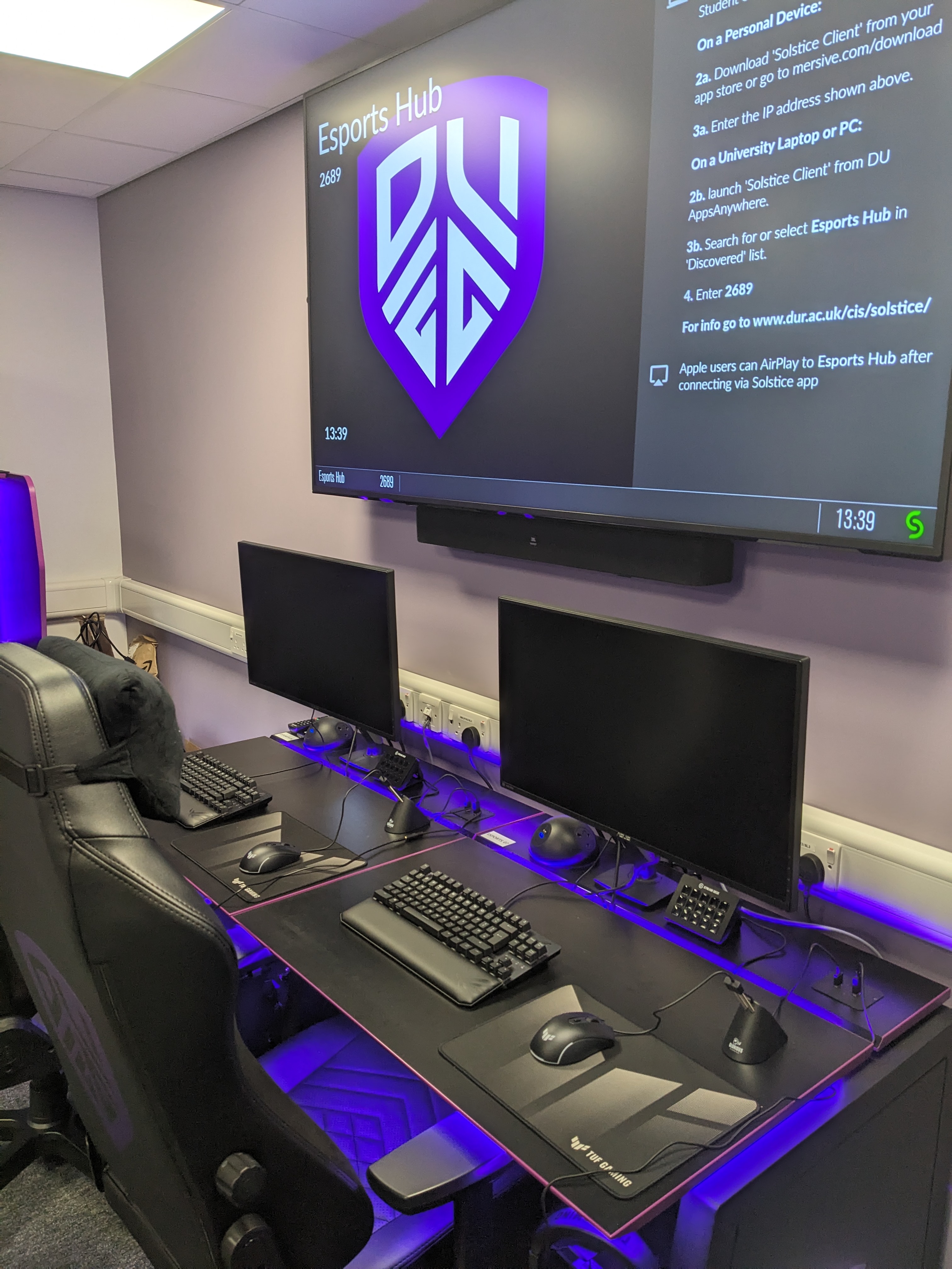 Side view of front esports desks